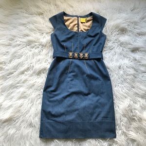 AYSHA BLUE‎ BELTED CAP SLEEVE DRESS